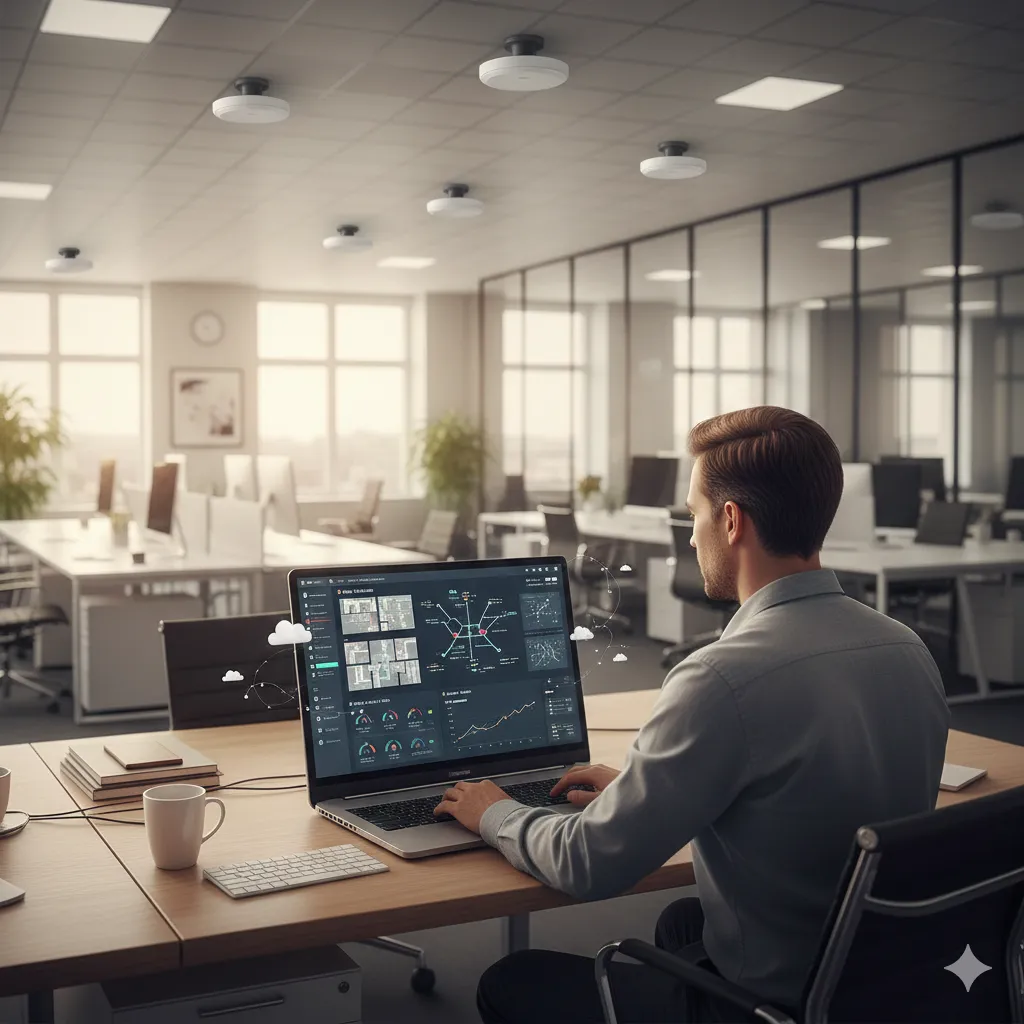 Cloud WiFi management dashboard on monitor