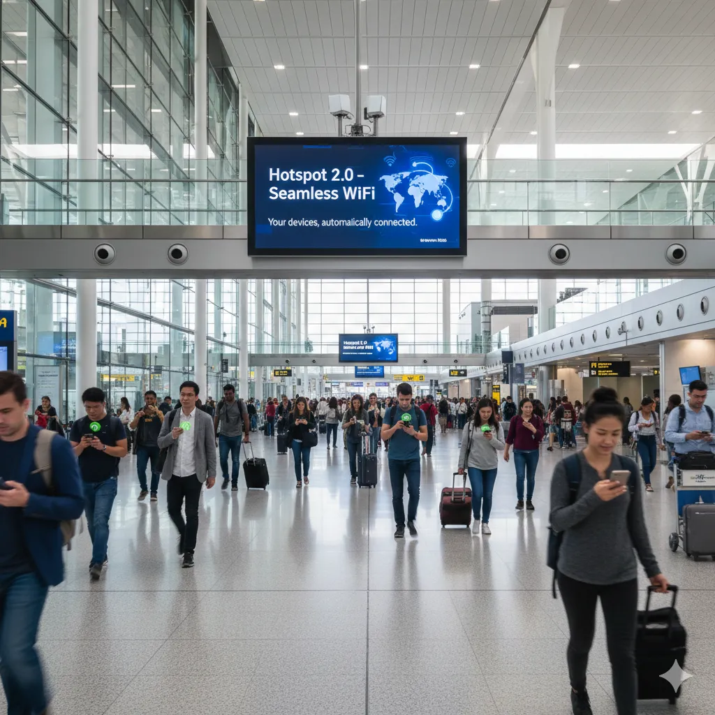 Airport terminal with Hotspot 2.0 WiFi connectivity