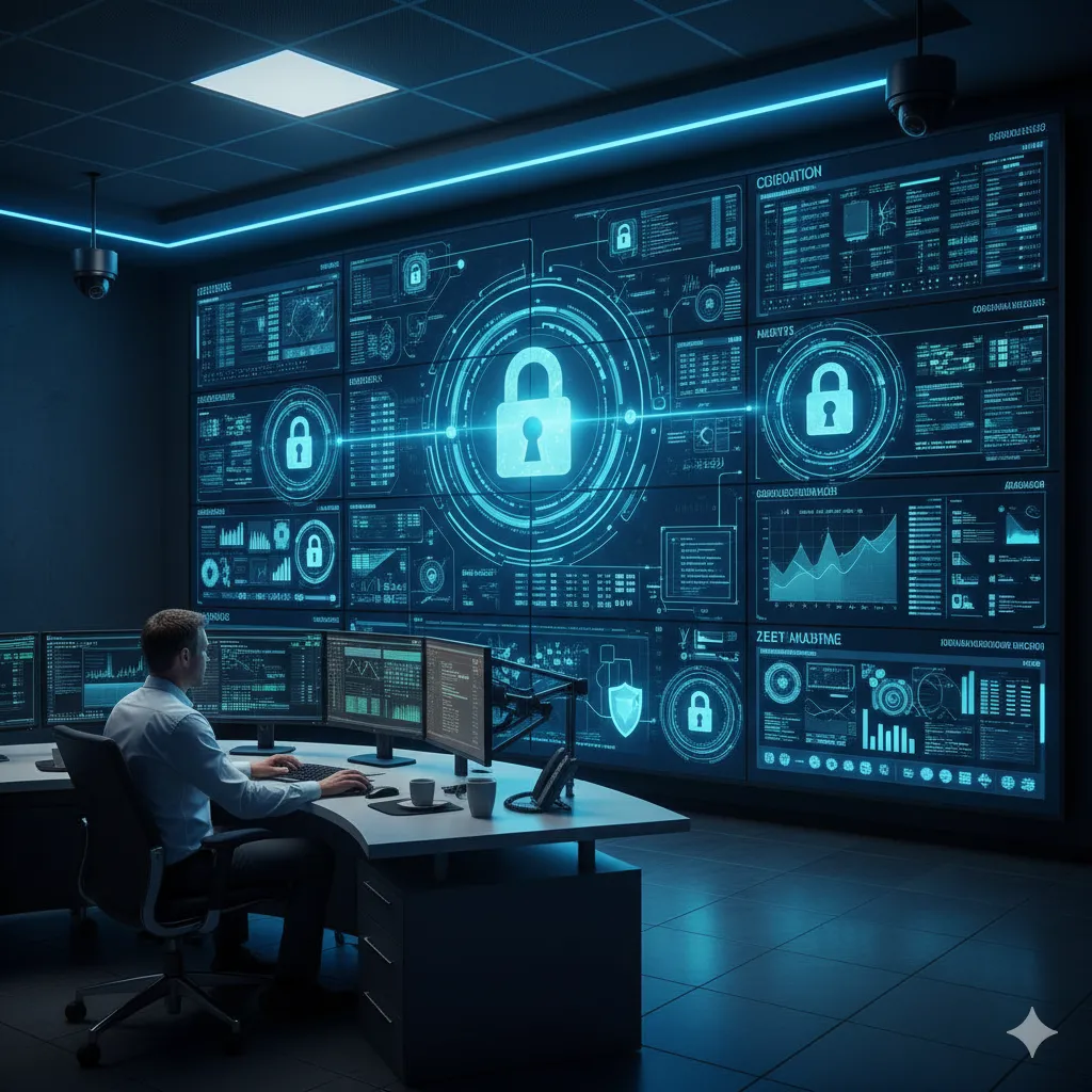 Network operations center with zero trust security monitoring dashboards