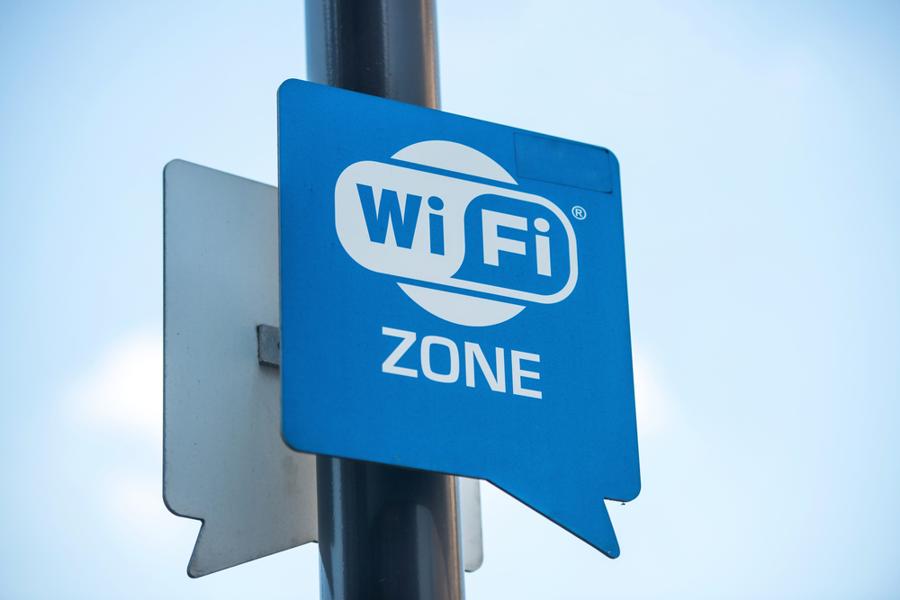 Wireless internet sign on pole on the street-1